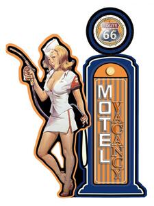 Nástěnná kovová cedule Motel Route 66 – 48x1x65 cm