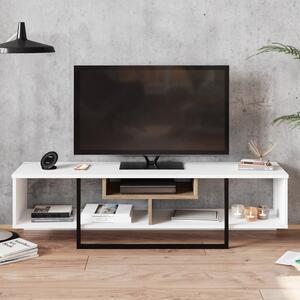 Bílý TV stolek v dekoru dubu 149x40 cm Asal – Kalune Design