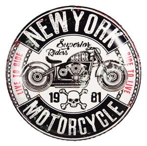 Nástěnná kovová cedule na zeď New York Motorcycle – 35x2 cm