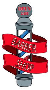 Nástěnná kovová cedule Barber Shop – 33x1x60 cm