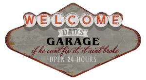 Kovová nástěnná cedule Welcome Daďs Garage – 49x1x27 cm