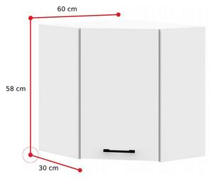 Kuchyňská skříňka horní rohová KOSTA W60/60N, 60x58x30, bílá