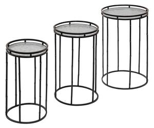 3ks kovový dekorační stolek na květiny – 35x59 / 31x55 / 26x50 cm