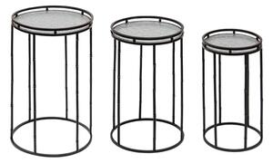 3ks kovový dekorační stolek na květiny – 35x59 / 31x55 / 26x50 cm