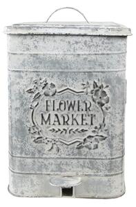 Šedý vintage odpadkový koš s patinou Flower Market – 26x26x36 cm