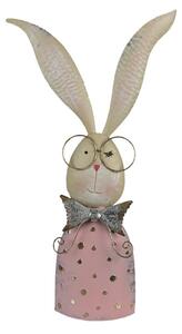 Veliká kovová dekorace králičí slečna s brýlemi – 25x9x53 cm