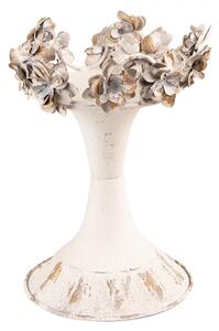 Béžový antik kovový svícen s květy Jozen S – 17x21 cm