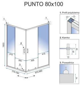 Rea Punto sprchový kout 100x80 cm obdélníkový chrom lesk/průhledné sklo REA-K1889
