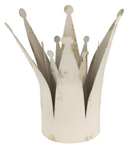 2ks bílá dekorativní koruna se zlatou a stříbrnou patinou – (2) 36x32x37 cm