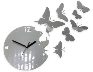 ModernClock 3D nalepovací hodiny Butterfly šedé