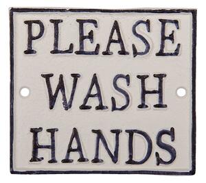 Nástěnná litinová cedule Wash hands – 11x1x10 cm