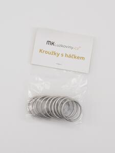 Ocelové kroužky na závěs s háčky - broušený nikl 10 ks