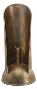 Zlatý antik kovový svícen na úzkou svíčku – 16x35 cm