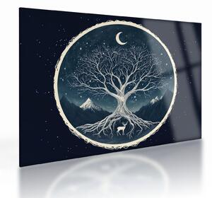 Skleněný obraz - Magický strom s jelenem II. (70x50 cm)