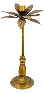 Kovový zlatý svícen s patinou a listy Montague – 28x60 cm