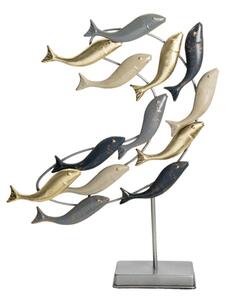 Kovová dekorace ryby na podstavci – 44x9x53 cm