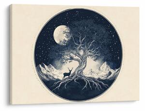 Obraz - Magický strom s jelenem I. (70x50 cm)