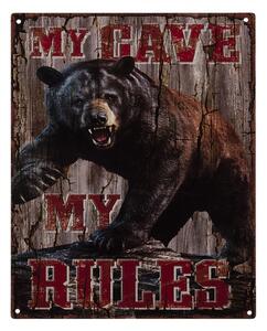 Nástěnná kovová deska s medvědem My Rules – 20x1x25 cm
