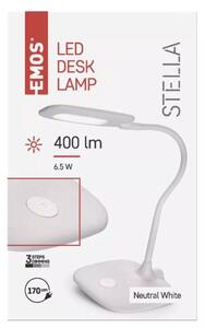 Emos Z7602W STELLA -LED stolní dotykem stmívatelná lampička v bílé barvě, 5W (LED stolní lampa dotyková)