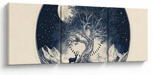 Obraz - Magický strom s jelenem I. (s hodinami) (90x30 cm)