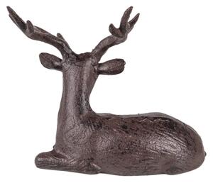 Hnědo černá kovová dekorativní soška jelena – 15x9x15 cm