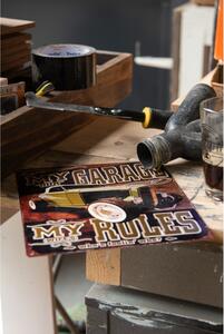 Nástěnná kovová cedule My Garage My Rules – 20x1x25 cm