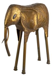 Zlatá kovová soška slonka – 50x16x50 cm
