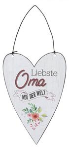 Závěsné kovové srdce Liebste Oma – 12x1x18 cm
