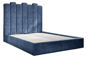 Modrá čalouněná dvoulůžková postel s úložným prostorem s roštem 160x200 cm Dreamy Aurora – Miuform
