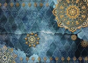 Malvis ® Tapeta Mandala modro-zlatá Vel. (šířka x výška): 144 x 105 cm