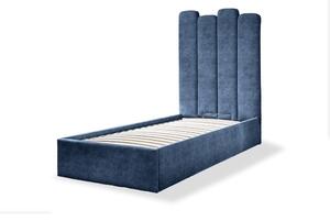 Modrá čalouněná jednolůžková postel s úložným prostorem s roštem 90x200 cm Dreamy Aurora – Miuform