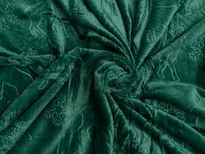 Tmavě zelená vánoční mikroplyšová deka POLAR, 160x200 cm