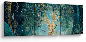 Obraz - Strom života ve vesmíru (s hodinami) (90x30 cm)