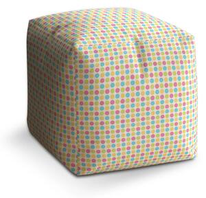 Sablio Taburet Cube Veselé barevné puntíky - 40x40x40 cm