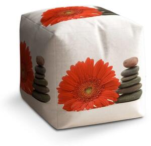 Sablio Taburet Cube Gerbera s kameny - 40x40x40 cm