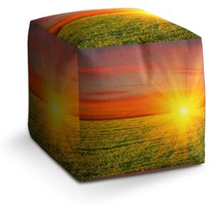 Sablio Taburet Cube Západ slunce nad loukou - 40x40x40 cm