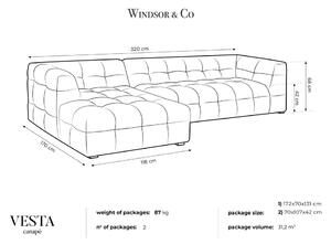 Šedá sametová rohová pohovka Windsor & Co Sofas Vesta, levý roh