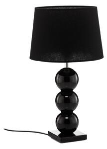 Textilní stolní lampa Fulda, skleněný dekor, černá