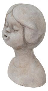 Šedá cementová dekorace busta dívky – 11x10x18 cm