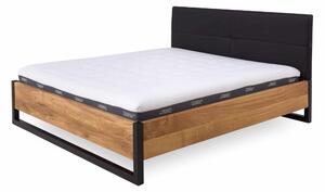 Manželská postel Bolzano 180x200 v kombinaci masivní dub a kov (několik barevných variant)