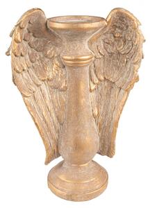Zlatý antik svícen s andělskými křídly Wings – 24x12x33 cm