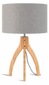 Stolní lampa se světle šedým stínidlem a konstrukcí z bambusu Good&Mojo Annapurna