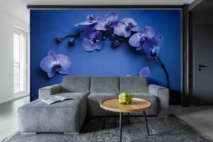 Malvis ® Tapeta Orchidej tmavá modrá Vel. (šířka x výška): 144 x 105 cm