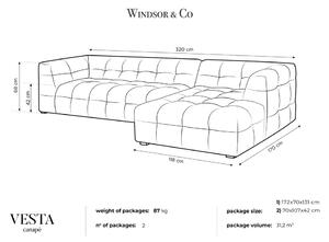 Béžová sametová rohová pohovka Windsor & Co Sofas Vesta, pravý roh