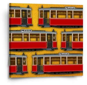 Sablio Obraz Pražské historické tramvaje Žlutý Pattern - 50x50 cm