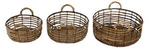 Drátěné obmotané úložné koše s uchy Jacoliene – 39x15 / 34x13 / 29x11 cm