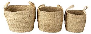 3 ks přírodních pletených košů Marcia s uchy- Ø27*21/30 / Ø23*19/27 / Ø20*17*25 cm – (3) 25x25x34 / 24x20x28 / 21x18x25 cm