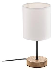 Stolní lampa Corralee dřevo, bílé látkové stínidlo