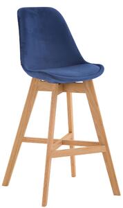 Barová židle Cannes ~ samet, dřevěné nohy natura Barva Modrá