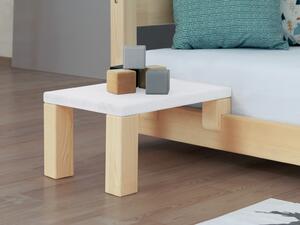 Benlemi Noční stolek k laťkovým postelím NANOC Varianta: Navíc přídavné nohy 10 cm, Zvolte barvu hranolů: Přírodní dekor bez laku, Zvolte barvu ploch: Bílá